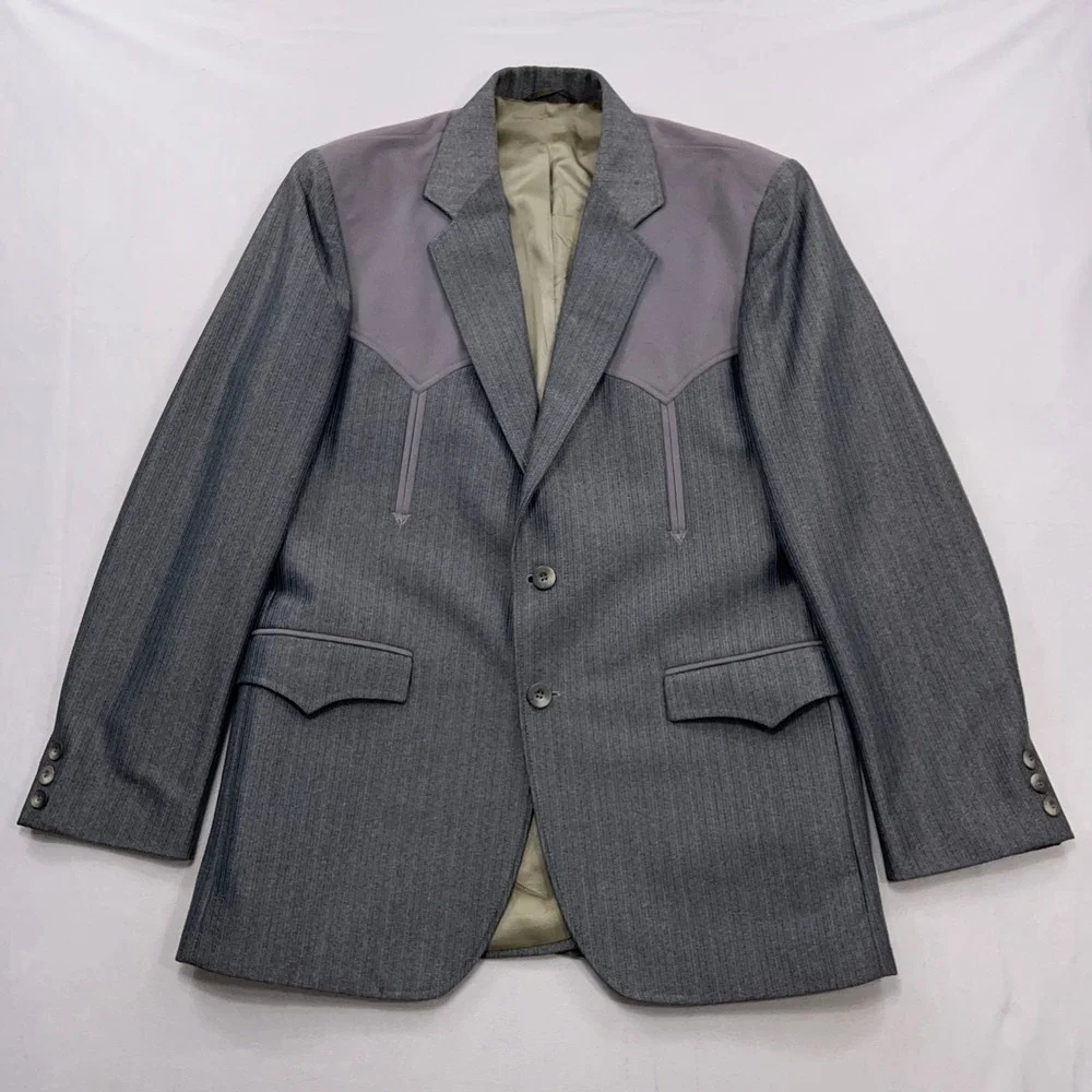 Circle S Blazer Western Sport Coat Yoke Pockets Gray Mens 40R